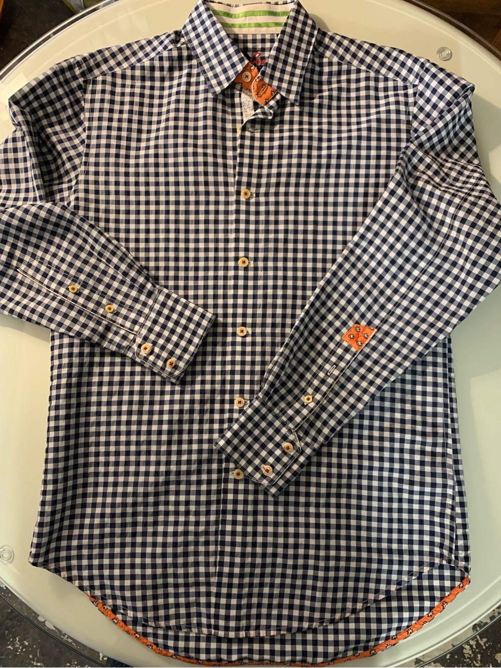 Robert Graham Navy Check Men’s Button-Up Shirt EUC